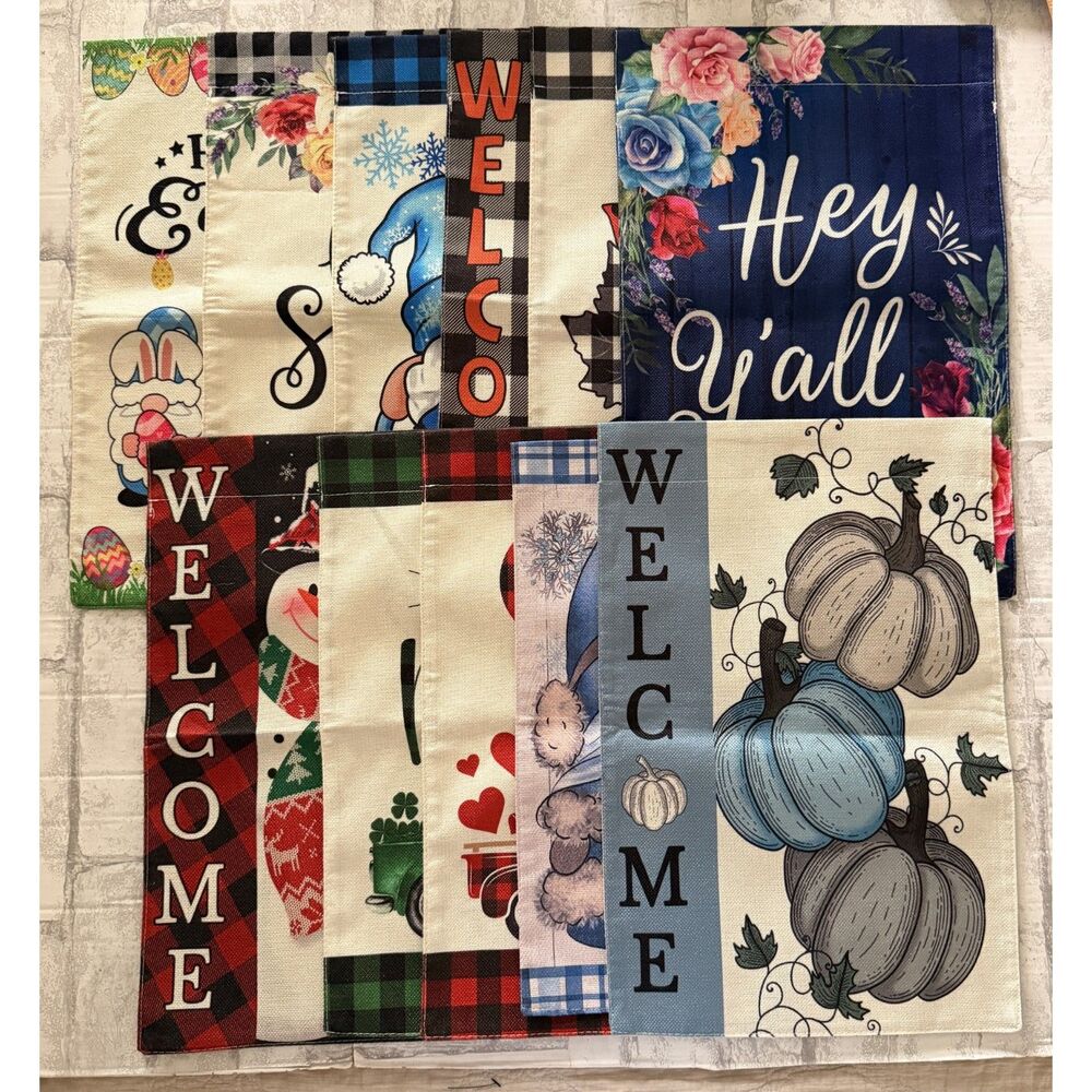 11 Piece Seasonal Garden Flag Set Double Sided Outdoor Yard Decor EverySeason